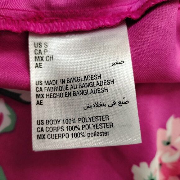 INC Fuschia Satin Floral Kimono Bathrobe Dressing Robe Size Small - Picture 5 of 5